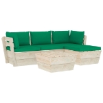 Set Divani da Giardino su Pallet 5 pz con Cuscini Legno Abete