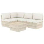 Set Divani da Giardino su Pallet 5 pz con Cuscini Legno Abete