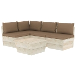 Set Divani da Giardino su Pallet 5 pz con Cuscini Legno Abete