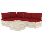 Set Divani da Giardino su Pallet 5 pz con Cuscini Legno Abete