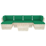 Set Divani da Giardino su Pallet 7 pz con Cuscini Legno Abete