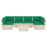 Set Divani da Giardino su Pallet 7 pz con Cuscini Legno Abete