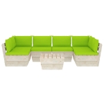 Set Divani da Giardino su Pallet 7 pz con Cuscini Legno Abete