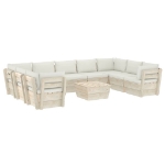 Set Divani da Giardino su Pallet 10 pz con Cuscini Legno Abete