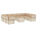 Set Divani da Giardino su Pallet 10 pz con Cuscini Legno Abete