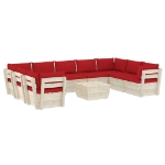 Set Divani da Giardino su Pallet 10 pz con Cuscini Legno Abete