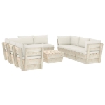 Set Divani da Giardino su Pallet 9 pz con Cuscini Legno Abete