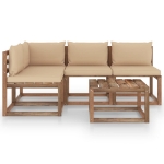 Set Salotto da Giardino 5 pz con Cuscini Beige