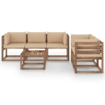 Set Divani da Giardino 6 pz con Cuscini Beige