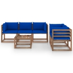 Set Salotto da Giardino 6 pz con Cuscini Blu