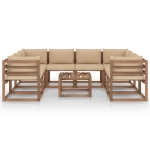 Set Divani da Giardino 9 pz con Cuscini Beige