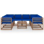 Set Divani da Giardino 9 pz con Cuscini Blu