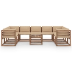 Set Salotto da Giardino 10 pz con Cuscini Beige