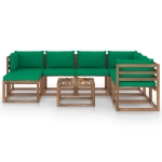 Set Divani da Giardino 8 pz con Cuscini Verdi