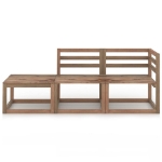 Set Divani da Giardino 3 pz in Legno di Pino Impregnato Marrone