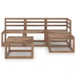 Set Divani Giardino 5 pz Marrone Legno di Pino Impregnato