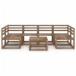 Set Divani Giardino 7 pz Marrone in Legno di Pino Impregnato