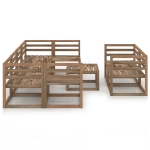 Set Divani Giardino 9 pz in Legno di Pino Impregnato Marrone