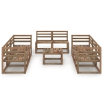 Set Divani Giardino 9 pz in Legno di Pino Impregnato Marrone