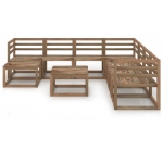 Set Divani Giardino 9 pz in Legno di Pino Impregnato Marrone