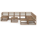 Set Divani Giardino 11 pz in Legno di Pino Impregnato Marrone