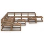 Set Divani Giardino 12 pz in Legno di Pino Impregnato Marrone