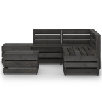 Set Divani da Giardino 6 pz in Legno di Pino Impregnato Grigio