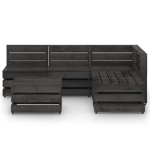 Set Divani da Giardino 6 pz in Legno di Pino Impregnato Grigio