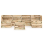 Set Salotto da Giardino 7 pz in Legno di Pino Impregnato Verde