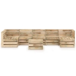 Set Salotto da Giardino 8 pz in Legno di Pino Impregnato Verde