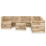 Set Divani da Giardino 9 pz in Legno di Pino Impregnato Verde