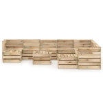 Set Salotto da Giardino 11 pz in Legno di Pino Impregnato Verde