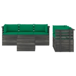 Set Divani da Giardino su Pallet 6 pz con Cuscini Massello Pino