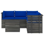 Set Divani da Giardino su Pallet 6 pz con Cuscini Massello Pino