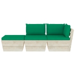 Set Divani da Giardino su Pallet 3 pz con Cuscini Legno Abete