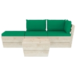 Set Divani da Giardino su Pallet 4 pz con Cuscini Legno Abete