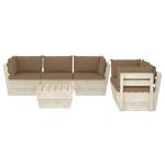 Set Divani da Giardino su Pallet 6 pz con Cuscini Legno Abete