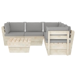 Set Divani da Giardino su Pallet 6 pz con Cuscini Legno Abete