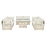 Set Divani da Giardino su Pallet 9 pz con Cuscini Legno Abete