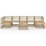 Set Divani da Giardino 8 pz in Legno di Pino Impregnato Verde