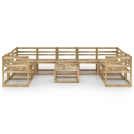 Set Divani da Giardino 10 pz in Legno di Pino Impregnato Verde