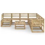 Set Divani da Giardino 9 pz in Legno di Pino Impregnato Verde