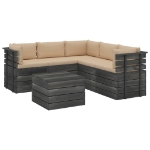 Set Divani da Giardino su Pallet 6 pz con Cuscini Massello Pino