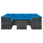 Set Divani da Giardino su Pallet 9 pz con Cuscini Massello Pino