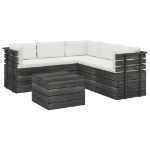 Set Divani da Giardino su Pallet 6 pz con Cuscini Massello Pino