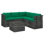 Set Divani da Giardino su Pallet 6 pz con Cuscini Massello Pino