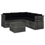 Set Divani da Giardino su Pallet 6 pz con Cuscini Massello Pino