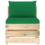 Set Salotto da Giardino 3 pz con Cuscini Legno Impregnato Verde