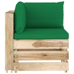 Set Divani da Giardino con Cuscini 4 pz Legno Impregnato Verde