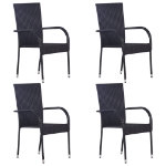 Set Mobili da Pranzo Giardino 5 pz in Polyrattan Nero